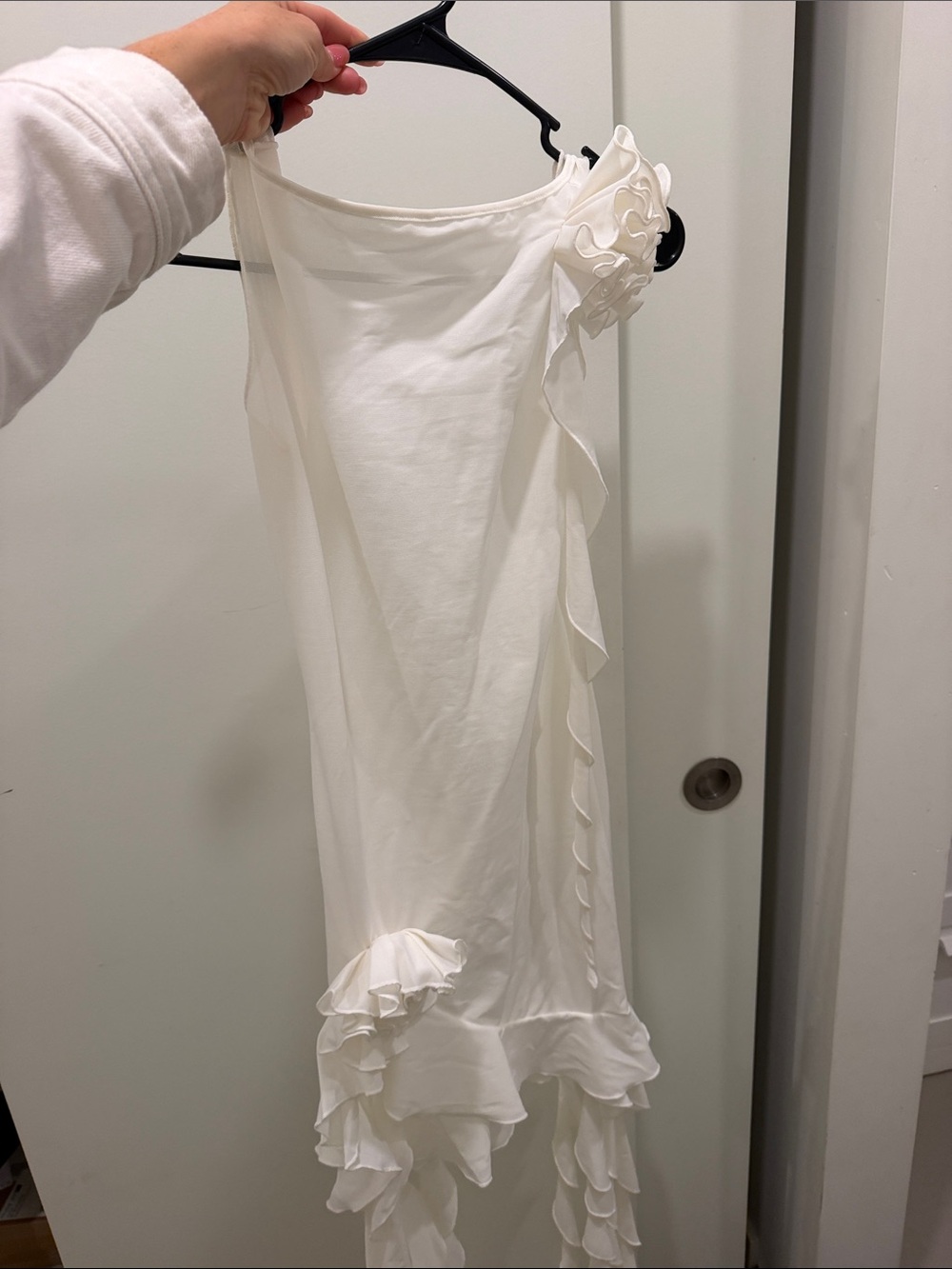 Fanci Club White Ruffle One-Shoulder Dress